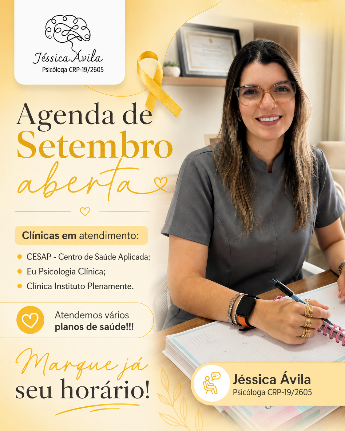 Agenda de Setembro aberta — Jéssica Ávila